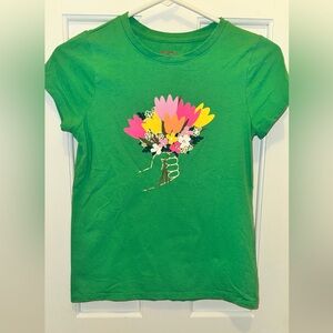 Cat & Jack Kelly Green Tulips Spring flowers outfit set sz 10/12 LOT EUC sz 10